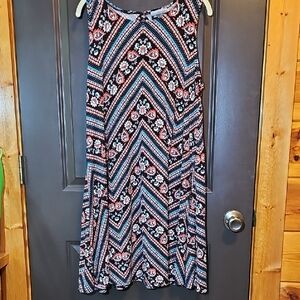 Blue and Black Maxi Slip Dress Casual Resort Wear